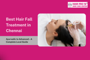 Woman receiving best hair fall treatment in Chennai with herbal oils and natural care
