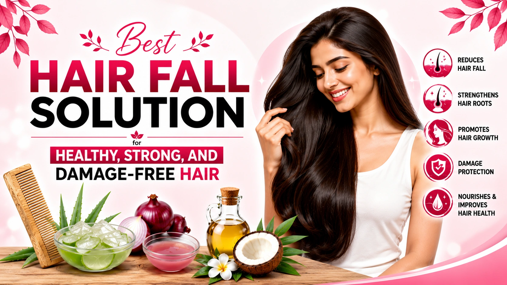Best Hair Fall Solution with healthy scalp care, nutrition, and natural hair growth tips