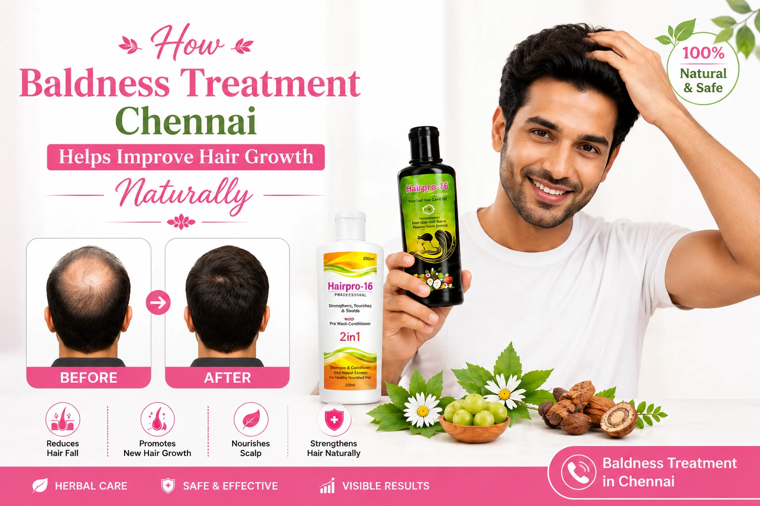 Professional Baldness Treatment Chennai options including scalp analysis, Ayurvedic care, PRP therapy, and natural hair growth solutions.