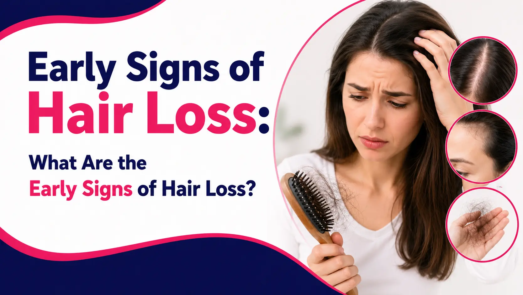 Early signs of hair loss showing thinning hair, receding hairline, and increased hair shedding